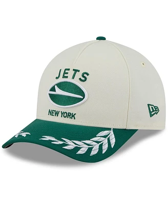 New Era Men's Cream/Green New York Jets 2025 Nfl Draft 9FORTY A-Frame M-Crown Adjustable Hat