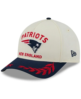 New Era Men's Cream/Navy New England Patriots 2025 Nfl Draft 9FORTY A-Frame M-Crown Adjustable Hat