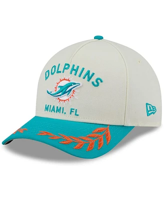 New Era Men's Cream/Aqua Miami Dolphins 2025 Nfl Draft 9FORTY A-Frame M-Crown Adjustable Hat