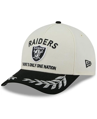New Era Men's Cream/Black Las Vegas Raiders 2025 Nfl Draft 9FORTY A-Frame M-Crown Adjustable Hat