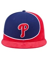 New Era Men's Red/Royal Philadelphia Phillies Retro Split Corduroy Snapback Hat