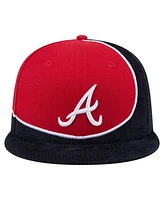 New Era Men's Navy/Red Atlanta Braves Retro Split Corduroy Snapback Hat