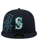 New Era Men's Navy Seattle Mariners Yarn Stitch 59FIFTY Fitted Hat