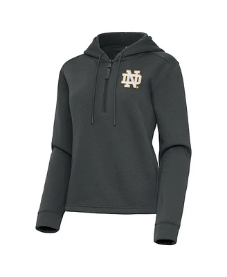 Antigua Women's Pewter Notre Dame Fighting Irish Contemporary Quarter-Zip Hoodie