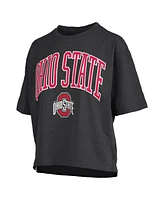 Pressbox Women's Black Ohio State Buckeyes Nelson Arch Over Logo Waist Length Oversized Slub T-Shirt