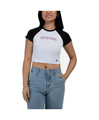 Hype and Vice Women's Black Inter Miami Cf Homerun Cropped Raglan T-Shirt