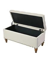 Tufted Upholstered Storage Ottoman Bench with Nailhead Trim and Hinged Lid for Bedroom Living Room Entryway Multi Purpose Use-The Pop Home