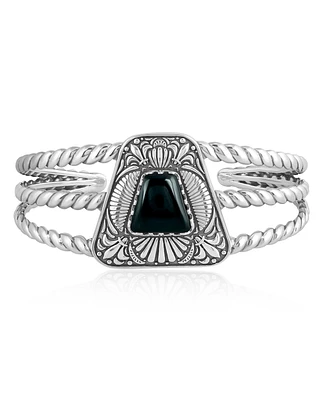 Sterling Silver Black Onyx Trapezoid Cuff Bracelet