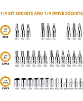 46 Pieces Mechanic Tool Kit Dr. Ratchet Socket Wrench Set With Storage Case, Includes Bit Sockets And Extension Bar