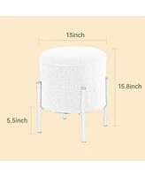 Modern Round Storage Ottoman with Removable Lid and Metal Legs Upholstered Footstool for Living Room Bedroom Entryway No Assembly Needed-The Pop Home