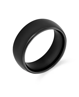 Bling Jewelry Plain Simple Wide Dome Silver Black Gold Plated Titanium Band Ring Comfort Fit 8MM