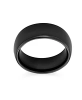 Bling Jewelry Plain Simple Wide Dome Silver Black Gold Plated Titanium Band Ring Comfort Fit 8MM