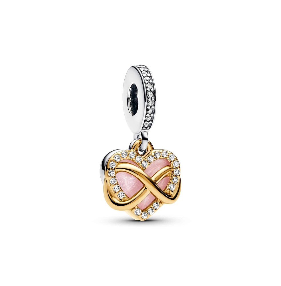 Pandora Two-Tone Sparkling Infinity Heart Dangle Charms