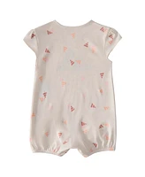 adidas Baby Girls Short Sleeve Printed Heather Shortie Romper