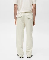 Mango Men's Regular-Fit Pleated Cotton-Linen Jeans