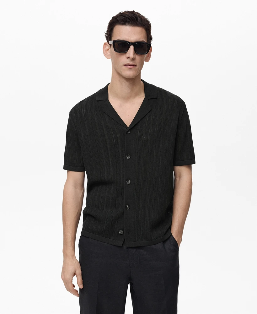 Mango Men's Pointelle Detail Knitted Shirt