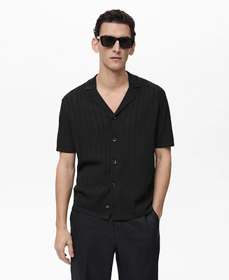Mango Men's Pointelle Detail Knitted Shirt