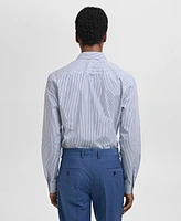 Mango Men's Cotton Slim-Fit Striped Shirt