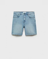 Mango Men's Denim Washed Effect Bermuda Shorts