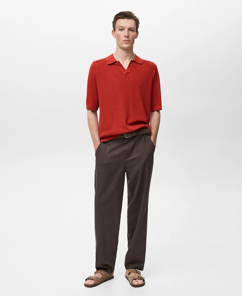 Mango Men's Structured Knit Polo Shirt