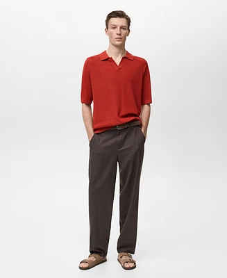 Mango Men's Structured Knit Polo Shirt