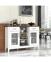 2-Drawer Sideboard Buffet Cabinet – 4 Adjustable Shelves for Storage Dining Room, Kitchen, or Living Room