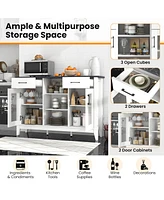 2-Drawer Sideboard Buffet Cabinet – 4 Adjustable Shelves for Storage Dining Room, Kitchen, or Living Room