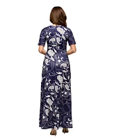 24seven Comfort Apparel Women's Elbow Sleeve Casual A Line Maxi Dress
