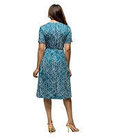 24seven Comfort Apparel Women's Short Sleeve Tie Waist Midi Dress