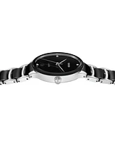 Rado Women's Swiss Centrix Diamond Accent Black Ceramic & Stainless Steel Bracelet Watch 35mm