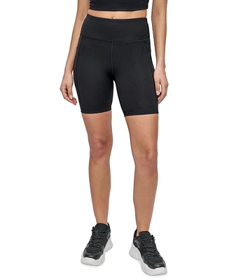 Dkny Sport Women's Rhinestone-Logo Pocket Bike Shorts
