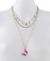 Betsey Johnson Faux Stone Garden Glam Dragonfly Layered Necklace
