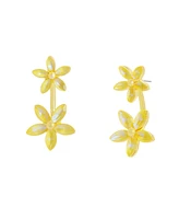 Betsey Johnson Faux Stone Garden Glam Daisy Barbell Jacket Earrings