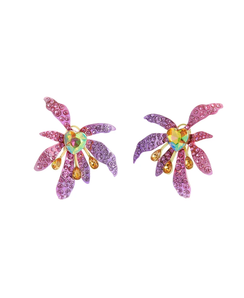 Betsey Johnson Faux Stone Garden Glam Iris Button Earrings