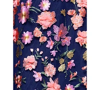 Xscape Plus 3D-Floral Embroidered Off-The-Shoulder Dress