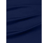 Xscape Women's Asymmetric-Neck Scuba Short-Sleeve Dress