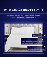 Luxury 1000 Thread Count Bed Sheets Set - 100% Cotton Sateen - Soft