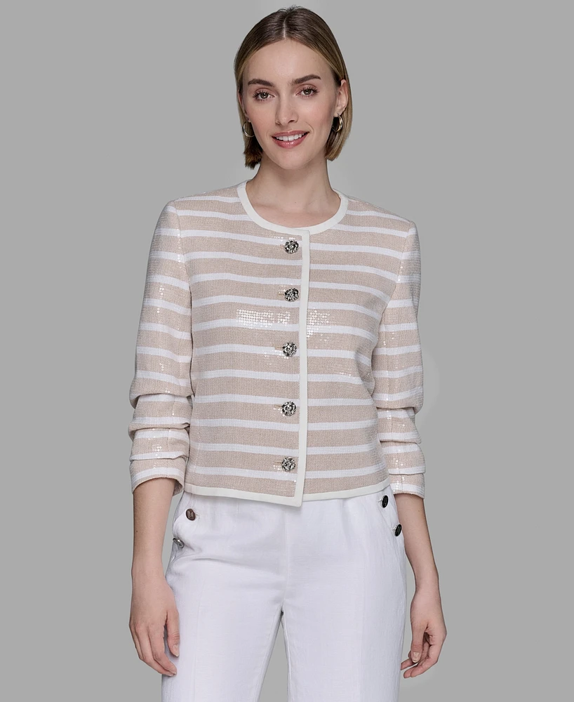 Karl Lagerfeld Paris Women's Sequinned Striped Jacket