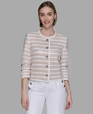 Karl Lagerfeld Paris Women's Sequinned Striped Jacket