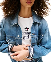 Tommy Girl Women's Oversized Cropped Trucker Jacket