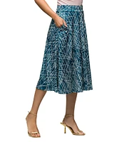 24seven Comfort Apparel Women's Elastic Waist Pocket Midi Skirt