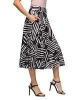 24seven Comfort Apparel Women's Elastic Waist Pocket Midi Skirt