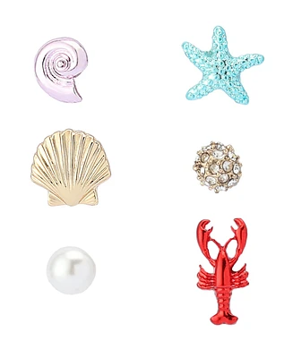 Betsey Johnson Mermaid Jewels Lobster Seashell Stud Earrings Set