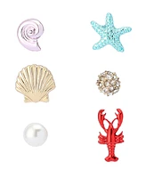 Betsey Johnson Mermaid Jewels Lobster Seashell Stud Earrings Set