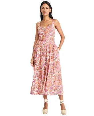 Maggy London Women's Printed Empire-Waist Midi Dress