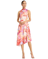 Maggy London Women's Printed Asymmetric-Hem Midi Dress