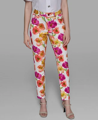 Karl Lagerfeld Paris Women's Floral-Print Straight-Leg Pants