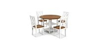 Space-Saving 5-Piece Dining Set – Round Drop Leaf Table with 4 Chairs for Kitchen or Apartment