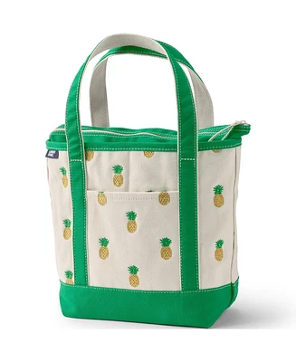 Lands' End Medium Embroidered 5 Pocket Zip Top Canvas Tote Bag