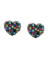 Betsey Johnson Faux Stone Pave Heart Stud Earrings